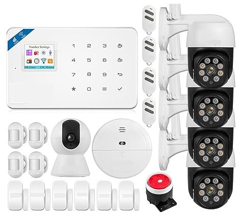 Système de sécurité Domestique, Système D'alarme Intelligent GSM, for Support Domestique, Tuya, Capteur De Mouvement Intelligent, Détecteur De Porte, Sirène De Sécurité(KIT 3)