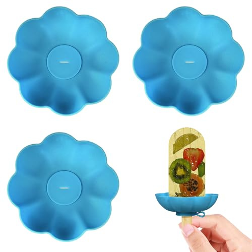 Ice Stick Holder, 4PCS No-Mess Silicone Ice Cream Drip Catchers Reusable Freeze Lolly Holders for Summer Parties Outdoor