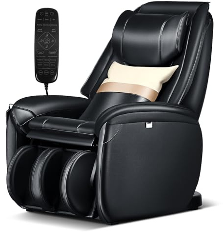 COSTWAY Sillón de Masaje con Gravedad Cero, Pista SL Ergonómica y Calefacción de Espalda, Airbag en Pantorrillas y Reposapiés Reversible, Mando a Distancia, Ideal para Hogar y Oficina (Negro)