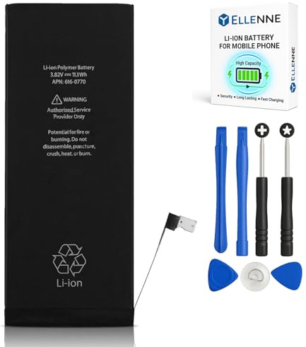 ELLENNE Batterie pour Apple iPhone 6S Plus 2750 mAh avec kit de tournevis | Batterie pour iPhone 6S Plus de 2750 mAh avec kit d'outils pour le démontage