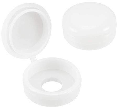 fKiZanthene Screws with White Caps, 50 Pcs Plastic conjoined Screw Caps for Furniture Hardware, Home Kitchen Bathroom