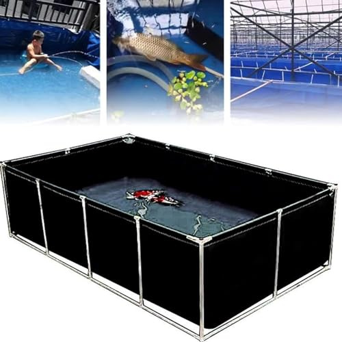 Grand étang hors-sol en toile avec vanne de vidange, bassin à poissons extérieur temporaire, piscine de stockage d'eau pour poissons koï, tortues - 300 x 300 x 60 cm (L x l x H)