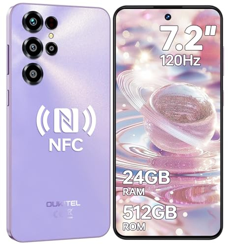 OUKITEL C68 Telefonos Moviles Libres, 7,2 HD+ 120Hz Teléfono Móvil, 24GB(8+16) + 512GB/TF 1TB Móviles, Batería 6000mAh, Cámara 64MP Smartphone Android 15, NFC/Dual SIM/GPS/Fingerprint/Face ID/OTG