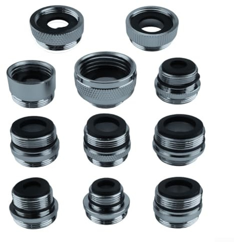 Feeshoppher Kit adattatore aeratore per rubinetto in ottone, set da 11 pezzi per lavello da cucina, spruzzatore, tubo da giardino e filtri dell'acqua, con filettatura di diverse dimensioni, facile