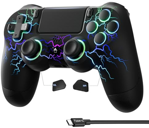 ECHTPower Wireless Controller für PS4, RGB Controller mit Dual Vibration, 1000mAh Akku, 6-Achsen, Touchpanel, Audiobuchse, Screenshot, Gamepad kompatibel mit PS4/Pro/Slim/PC-Leiterplatte