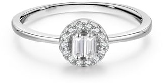 Ayoiow Ring Damen Gold 585, Laborgezüchteter Diamant Geometrisch Vorsteckring Weißgold 585 für Sie, 14 Karat Weißgold Größe 57 (18.1)
