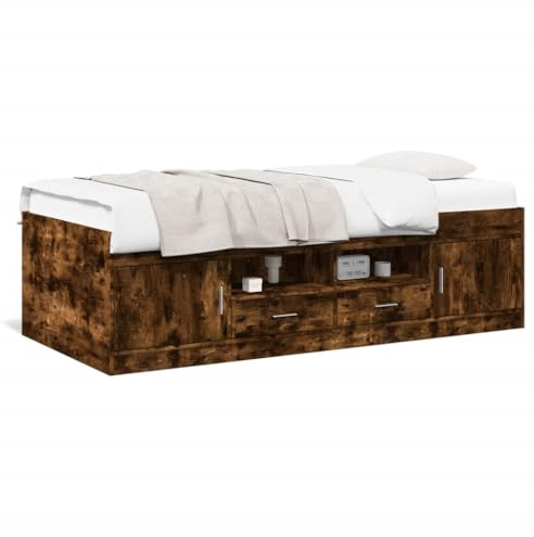 HFXHIJXQ Tagesbett Räuchereiche 90x200 cm Holzwerkstoff mit 2 Schubladen statt Schrankbett oder Schlafsofa platzsparend für Wohnzimmer Gästezimmer Jugendzimmer