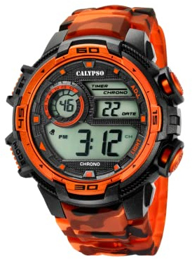 CALYPSO Reloj Modelo K5723/5 de la colección X-TREM, Caja de 51,5 mm Naranja con Correa de plástico Naranja para Caballero