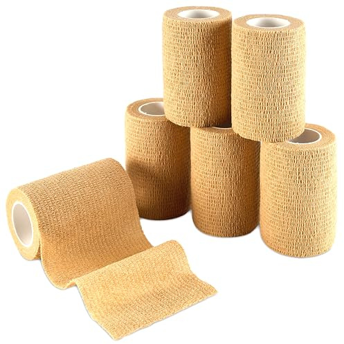 MEDca Selbstklebende Kohäsive Wickel Bandagen 7,5 cm x 4,5 m 6 Stück, Medizinisch Zugelassen (Hautfarbe