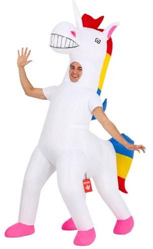 Morph Aufblasbares Einhornkostüm Erwachsene, Halloween Kostüm | Aufblasanzug mit Ventilator, Magisches Einhorn-Design, Bläst in 60 Sekunden auf, Perfekt für Halloween, Immer ein Hit