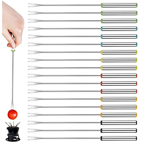Mengger Tenedores De Fondue Acero Inoxidable Mango Resistente a Calor 18 Piezas 9,4 Pulgadas Tenedores para Fondue de Queso Frutas Chocolate Malvaviscos Carne Asado Horquillas