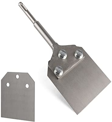 CPROSP Scalpello a Spatola SDS Plus 250x100mm con Ricambio, per la Rimozione di Rivestimenti e Pavimenti in Combinazione con Attrezzature di Demolizione