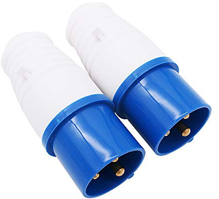 POFET 2Pcs Power Plus 3 clavijas enchufes 16AMP 220-250 voltios enchufes de repuesto - azul