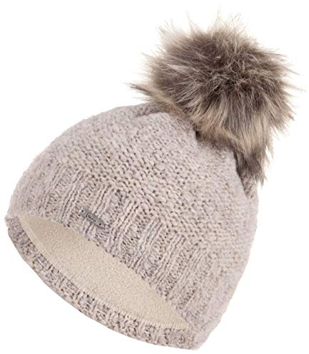 Faera weiche Wintermütze Mütze Damen warm gefüttert Kunstfell Bommel-Mütze Fleecefutter Winter Strickmütze Beanie Mädchen 65