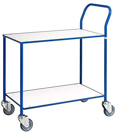 Tischwagen mit 2 Böden 840 x 430 mm - weiß/blau