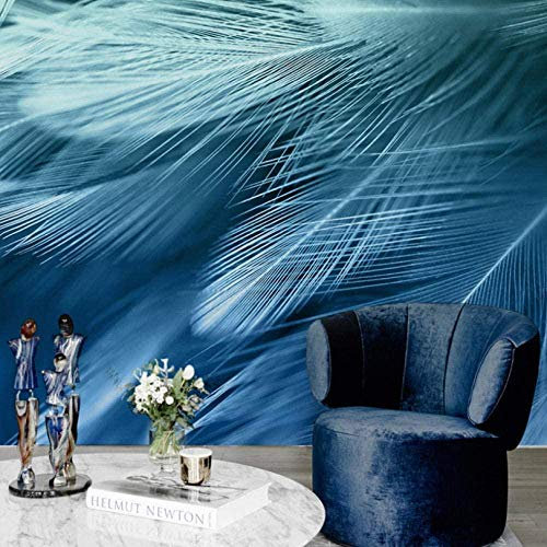 Papel Tapiz Fotográfico Pluma Azul Papel Tapiz Fotográfico 3D Mural Papel Tapiz Con Motivos Papel Tapiz No T Pared Pintado Papel Tapiz 3D Decoración Dormitorio Fotomural Sala Sofá Mural-200cm×140cm