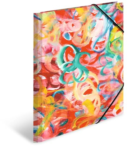 HERMA Portfolio Folder A4 Painting, Children's Corner Folder Made of Cardboard with Art Motif, Elastic Band, Inner Flaps and Inner Print for Boys and Girls