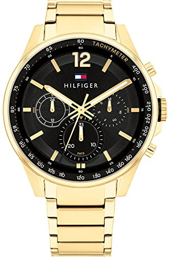 Tommy Hilfiger Multi Zifferblatt Quarz Uhr für Herren mit Goldfarben Edelstahlarmband - 1791974
