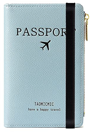 Reisepasshülle, Travel Wallet, RFID Blocker Reisepass Tasche für Kreditkarten, Ausweis und Reisedokumente, Reisezubehör/Travel Organizer Reise Geschenk, Passport Hülle mit Zipper Münzfach (Blau)
