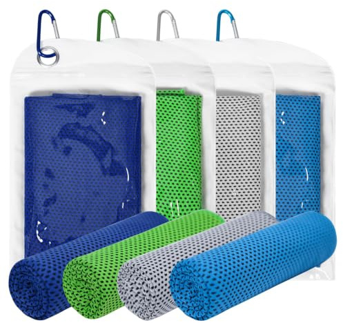 Yoimira Kylhandduk set om 4, kylhandduk för sport och fitness, kylhanddukar sporthandduk mikrofiber, kylhandduk cool handduk för löpning yoga golf tennis camping resor