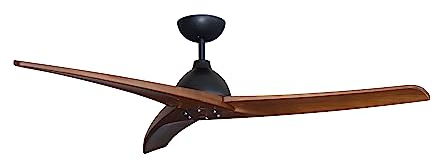 Pepeo – Lypsi Deckenventilator mit Fernbedienung | Sehr leiser Deckenventilator mit Rückwärtslauf und Timerfunktion. Ventilator Durchmesser 142 cm. Farbe: Schwarz/Holz dunkel