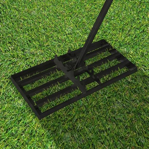 YRHome Raclette à gazon 50 x 25 cm pour arracher le sable - Râteau de nivellement de pelouse - Outil de nivellement de surface - Avec poignée ergonomique - Pour arrière-cour, terrain de golf, jardin,