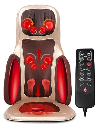 Cojín Shiatsu con Tres Zonas de Masaje para Cuello, Espalda y Glúteos - Función de Calor y Vibración, Alfombrilla para Relajación en Casa