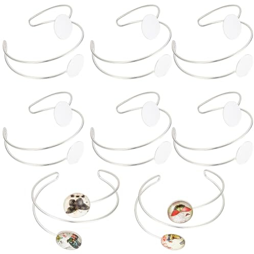 SUNNYCLUE 10 Stück Lünetten Rohling Für Armbänder 18 mm Fassungen Für Armbänder Glas Cabochon Armbänder Verstellbare Lünettenablage Manschettenarmbänder Doppellagige Cabochon Armbandfassungen Für Die