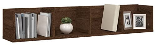 Gecheer Vägghylla FLoating CD-vägghylla DVD förvaringshylla bokvisning hylla CD-enhet hylla organisering brun ek 100 x 18 x 18 cm konstruerat trä
