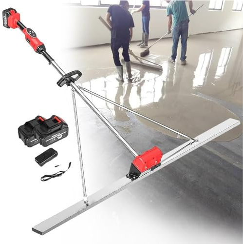 Massetto bagnato in calcestruzzo senza fili, attrezzo vibrante per finitura del calcestruzzo per massetto, vibratori per calcestruzzo senza fili da 21 V Cazzuola elettrica per superficie,2Battery-1M