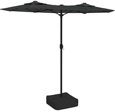 Chaduof Doppelsonnenschirm mit Anthrazit 316x240 cm, Balkon Schirm, Sonnenschirm Balkon, Balcony Umbrella, Balkon Sonnenschutz, Sonnenschirm Terasse