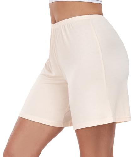 MANCYFIT Pettipants for Under Dresses Womens Bloomers Flat Edge Culottes Slips Shorts Nude Medium