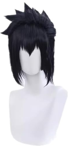 NiceLisa Schwarz Kurze Fluffy Männer Rolle Sasuke Uchiha Cosplay Kostüm Perücken mit Bangs