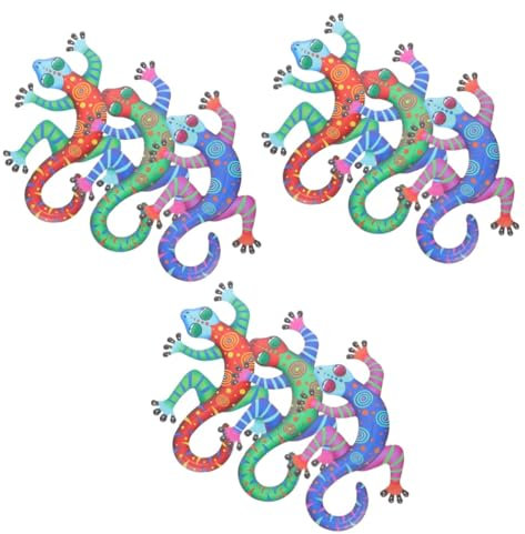 BESPORTBLE 9stücke Gecko Wanddeko Aus Teiliges Farbenfrohes Wandornament Für Innen Und Außendekoration Für Zuhause Garten Büro Und Restaurants