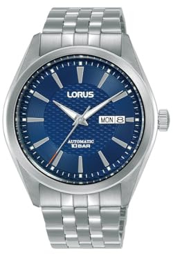 Lorus Herren Analog Automatik Uhr mit Edelstahl Armband,Silber/Schwarz
