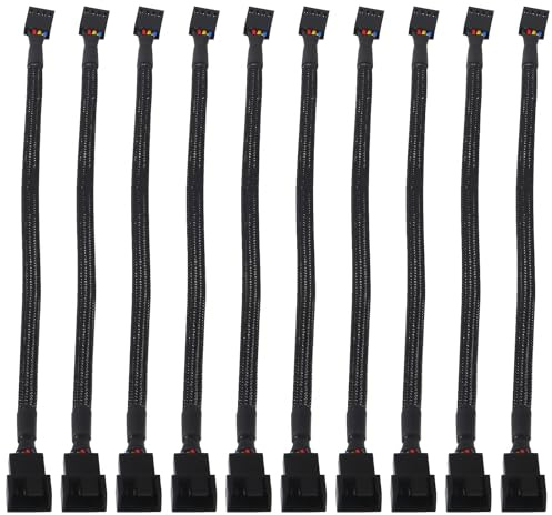 10 Stück Lüfter Verlängerungs-Kabel Steckergehäuse Geflochtenen Ärmeln Lüfterkabel Männlich zu Weiblich PC-Lüfter-Splitterkabel, 3 Splitterkabel für Desktop (27CM)