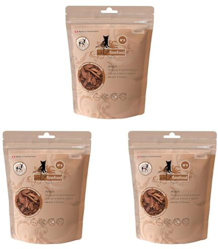 catz finefood Meatz Katzen Leckerlies Hirsch N° 9 - knusprige Streifen aus Hirschfleisch - gegrillt und getrocknet - Katzensnack ohne Zucker, getreidefrei, 45g (Packung mit 3)