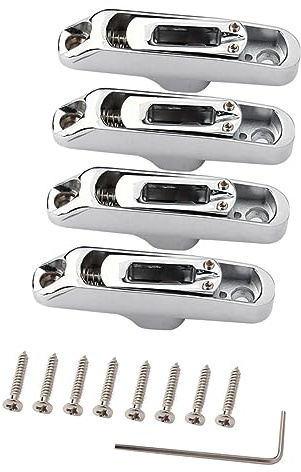 Gitarrenbrückenteile Bassbrücke Ga1110 für Gitarre 4 Stück Silber | Zinklegierung, Leicht und Rostresistent, Einfache Befestigung, Ersatz für Steg Einer Basssaite