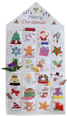 Julkalender, jul nedräkningskalender, fyllbar adventskalender, lätt att spara utrymme, anpassningsbar design, 97 cm, för hemmet, jul
