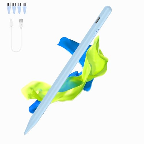 Stylet pour écrans tactiles, Stylet de Type C avec 4 Embouts à Pompon, Rechargeable pour Android, Compatible avec Samsung/Huawei/Lenovo/Mi/Vivo et Autres Smartphones et tablettes Android - Bleu