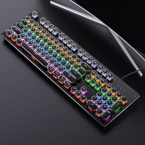 DIWUCXCA Retro Punk 104 Mechanical Keyboard RGB Backlit USB Wired Keyboard With Blue Black Brown Switches Compatible With PC Laptop Gamers(Black)