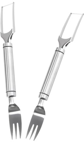 LIFKOME 2piezas Cortador De Sandía y Tenedor De Acero Inoxidable Herramienta Para Cortar Fruta Rebanador De Sandía Portátil Para Uso Doméstico Utensilios De Cocina