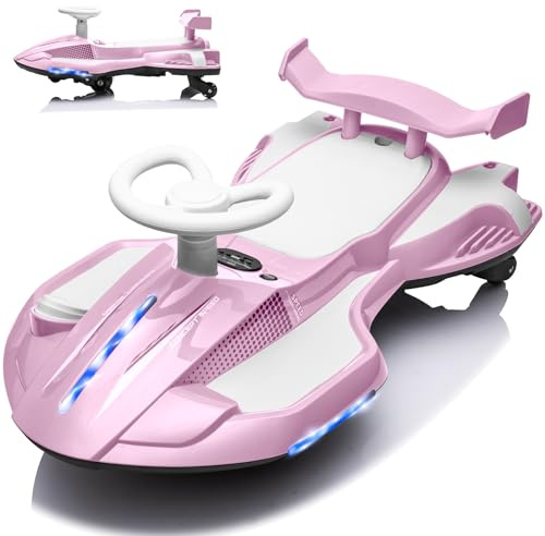 VITONIS 12V Kinder Elektroauto 2 in 1 Autoscooter mit LED-Lichtern, Elektrisches mit Pedal, Musik Modus, Elektro Auto für Kinder ab 3 Jahre (Rosa)