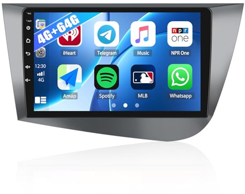 Android 15, 4G+64G 8-Kern GOHHDL Qualcomm Radio Coche para Seat Leon 2 mk2 2005-2012 con Carplay Android Auto, Pantalla Táctil de 9 Pulgadas Radio Coche 2 DIN con GPS BT DSP WiFi FM RDS Cámara&Mic