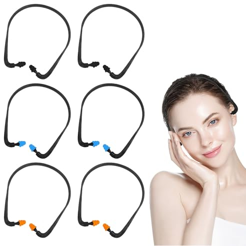 Caps Banded Earplugs, 6PCS Silicone Headwear Earplug,Adult Ear Defenders,Waterproof Earplug Noise Cancelling for Sleeping, Swimming, Working, Construction (Black, Blue, Orange)
