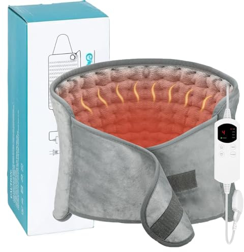 Frogetu Manta Eléctrica Lumbar y Cervical 120x30cm - Almohadilla Térmica Esterilla Eléctrica 6 Temperaturas 4 Timer Apagado Automático Lavable para Espalda Cuello Abdomen-Gris