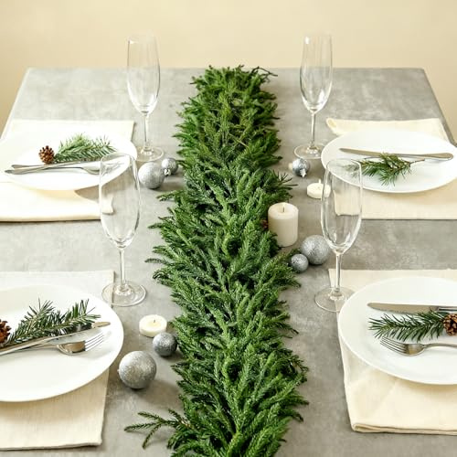 CIYIN Ghirlanda di Pino Norfolk, 1,5 m Ghirlanda Natalizia in Pino Artificiale, Ghirlande Natalizie, Ghirlandas Rami di Abete, Decorazione Natalizia per Interni ed Esterni, Scale, Porta, Camino, Verde
