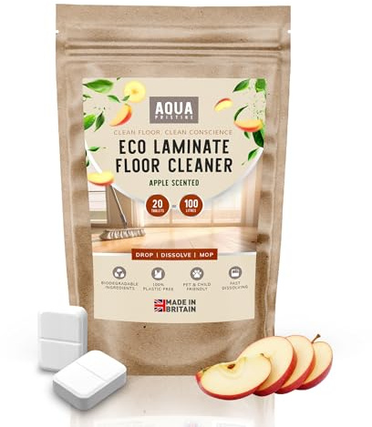 Aqua Pristine Eco Laminate Floor Cleaner Tablets | Makes up to 100L Floor Cleaning Solution | Eco-Friendly | Laminate Floor Restorer | 20 Tablet Pack | Pet Friendly | Fresh Apple Scent | UK Made