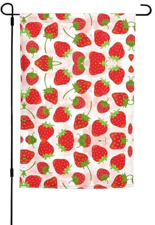 Banderas de jardín resistentes a la decoloración con estampado de fresas para todas las estaciones, decoración de patio al aire libre para porches