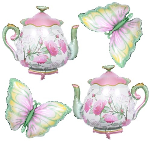 4PCS Teapot Balloon, Tea Party Birthday Party Decoration, Alice Theme Party Decoration Garden Tea Party Decoration, Teapot Decoration Supplies